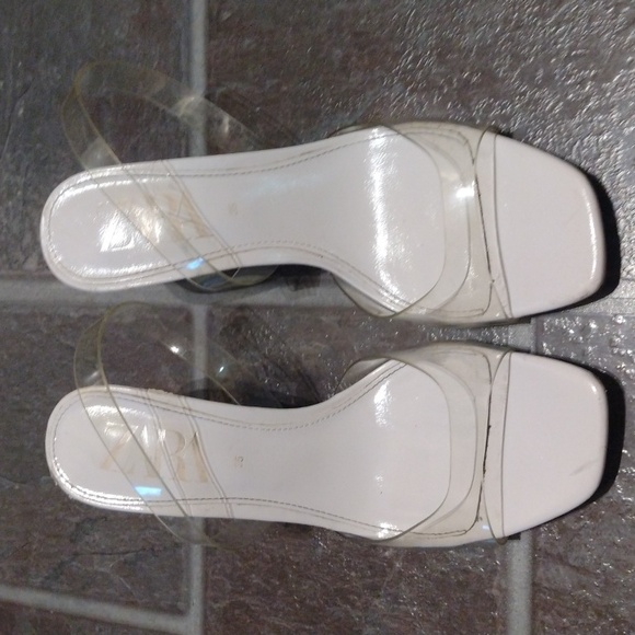 Zara White clear PVC sling back sandal heel size 35 - Picture 11 of 11